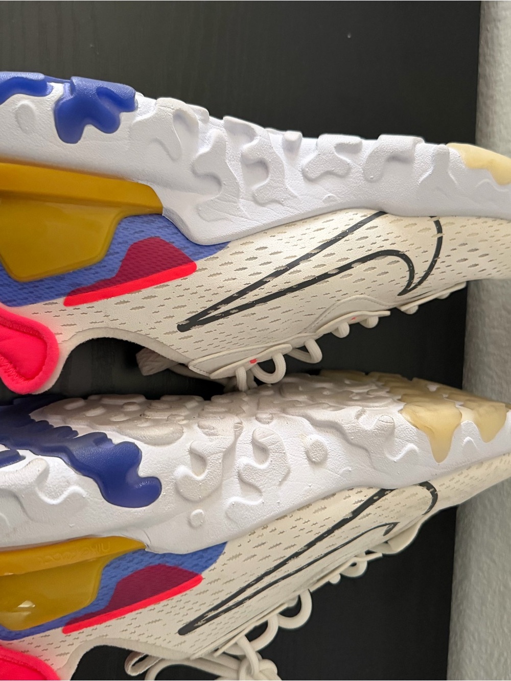 Nike White Sneakers with Pink, Blue & Yellow Accents - Picture 2 of 5